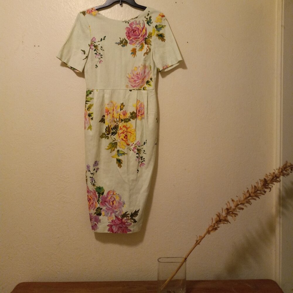 Pale Green Floral Print Wiggle Dress Cocktail Wedding Guest Cocktail Office Chic